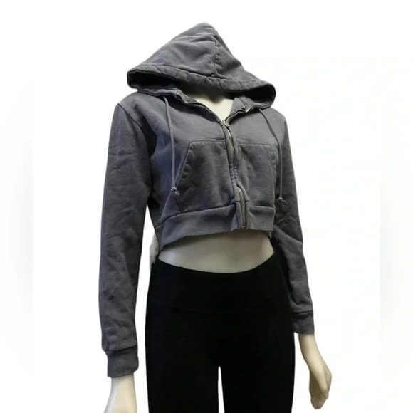 Brandy Melville Blue Cropped Hoodie Size Small - Picture 1 of 8